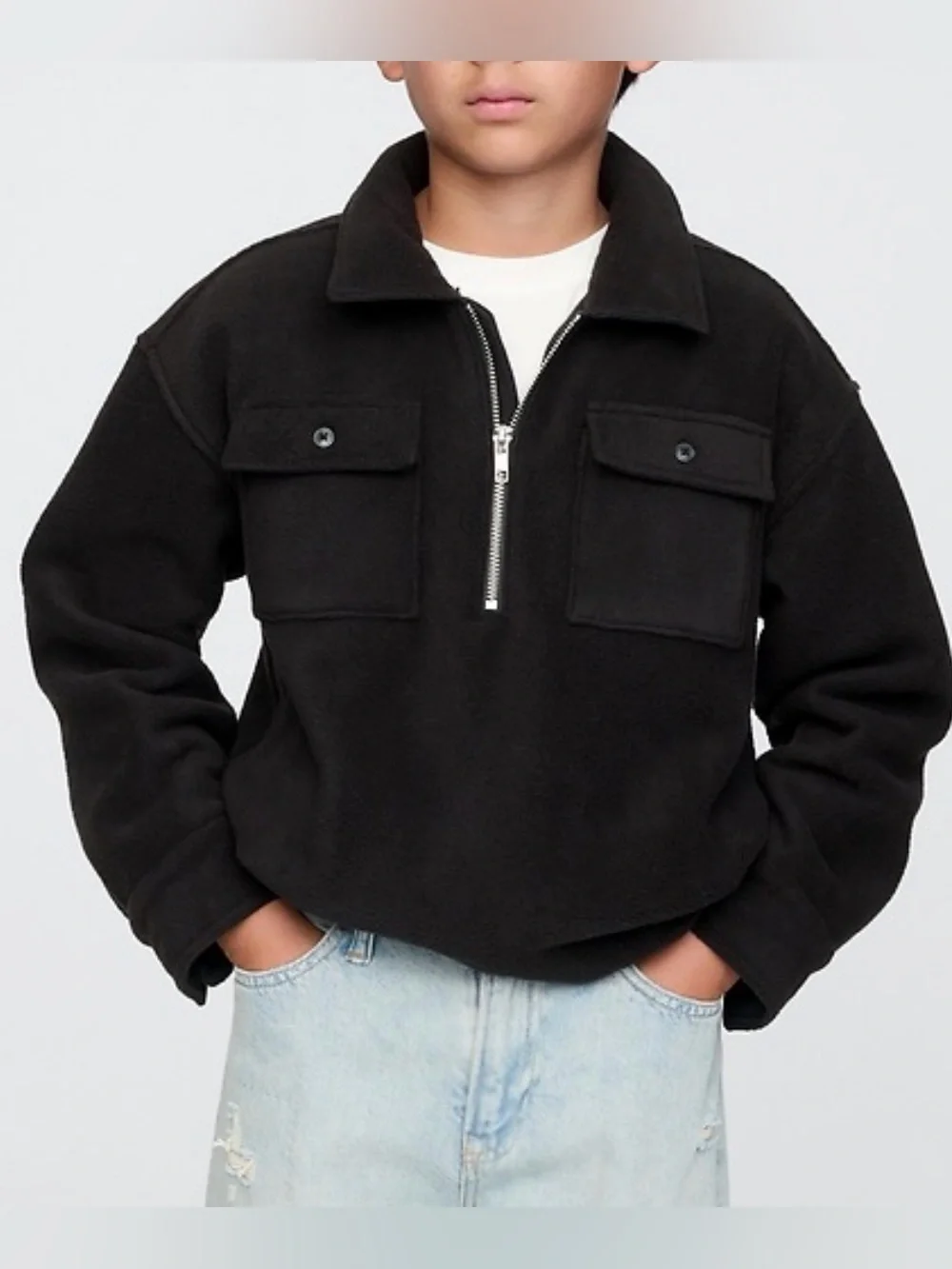 Gap Kids Cozy Hag-Zip Shirt Black Jacket Fleece Boys XL School Classic